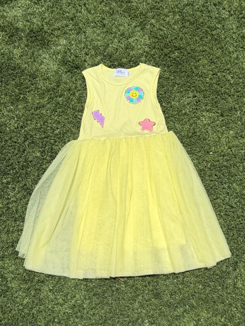 Lola + The Boys Yellow Tulle Patch Dress